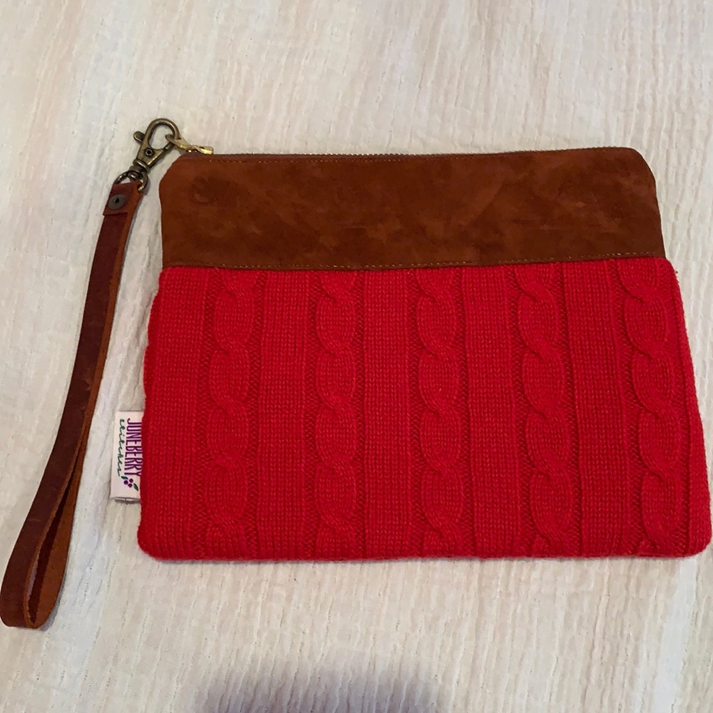 Red sweater wristlet
